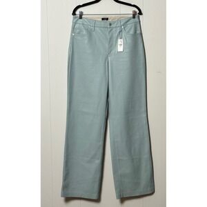 NWT Express Women's High Rise Wide Leg Faux Leather Pants Sage Green Size 10R